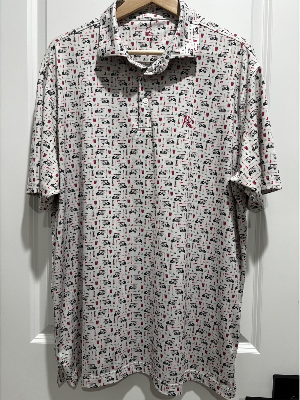 Rhoback The Bev Cart Golf Polo Shirt Size XL White Short Sleeve